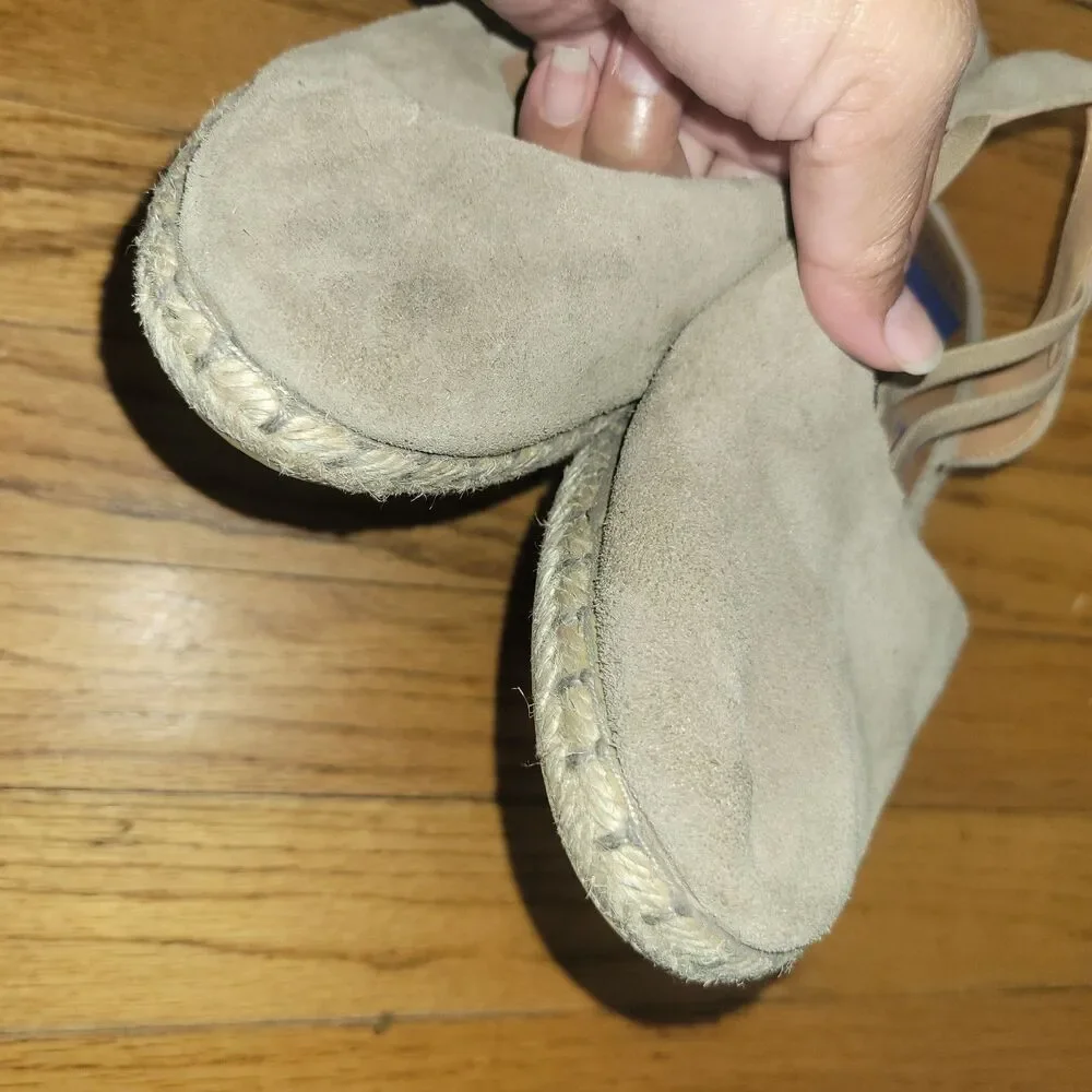 VERBENAS Maika Suede Wedge Sandals Espadrille Size 38 US 7.5